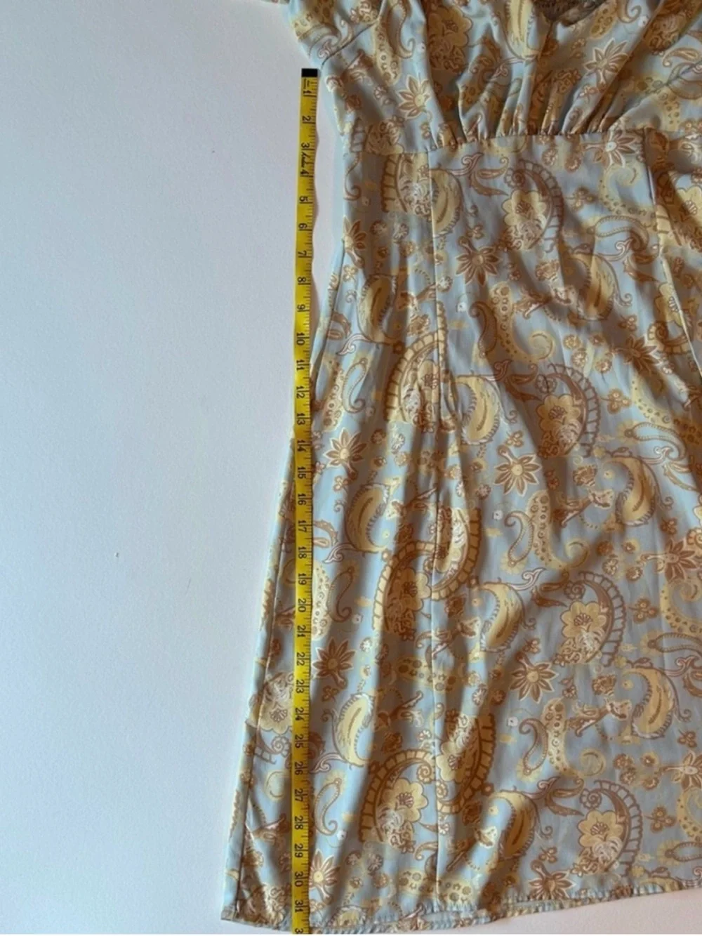 NWOT Dizzy Lizzy Light Blue and Yellow Tie-Front Puff-Sleeve Dress Never Worn - Picture 12 of 12